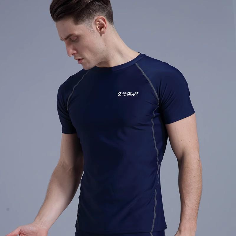 Men's Quick-Dry Sun Protection Swim Trunks with Short Sleeve Top