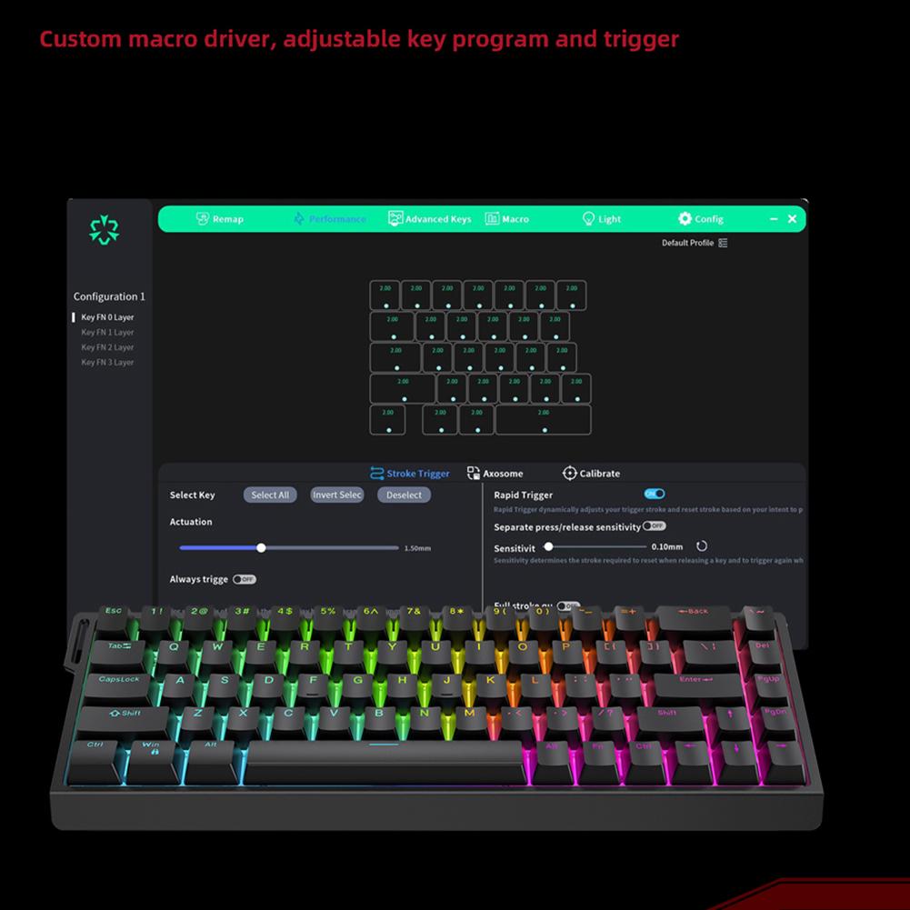 HE65 Wired Gamer Keyboards 68 Keys Magnetic Switch Compact Keyboard Hot Swappable Computer Keyboard for ESports Gaming Office