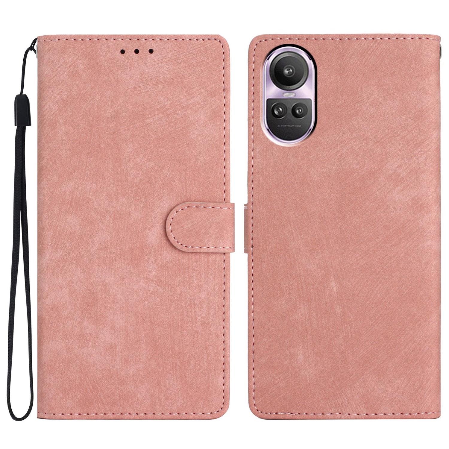 

For Oppo Reno10 5G (Global)/Reno10 Pro 5G (Global) Case Solid Color Phone Leather Cover Rose Gold