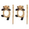 2pcs Carved Style Wooden Pin Handmade Shawl Pin Vintage Wooden Brooch  For Cardigan