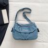 Women Denim Shoulder Bag Vintage Large Capacity Casual Tote Handbag with Multiple Pockets