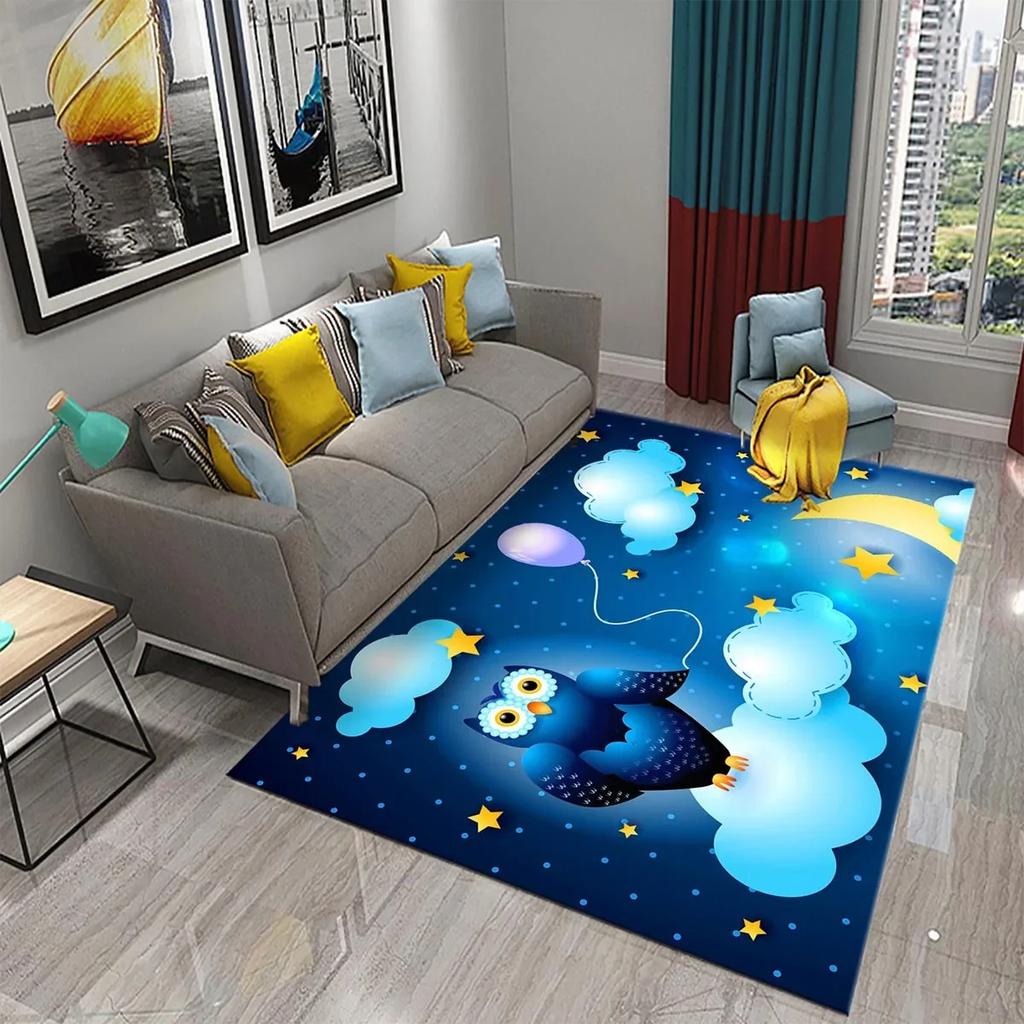 Lieblicher Cartoon Eulen Teppich für Schlafzimmer Wohnzimmer Dekor Fußmatte Flur Teppich Niedliche Tier Teppiche Küche Badezimmer Rutschfester Teppich