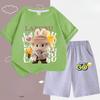 Children's LBB Fashion Casual Short-sleeved Shirt and Shorts Two-piece Set, Summer Loose Sportswear for Boys and Girls