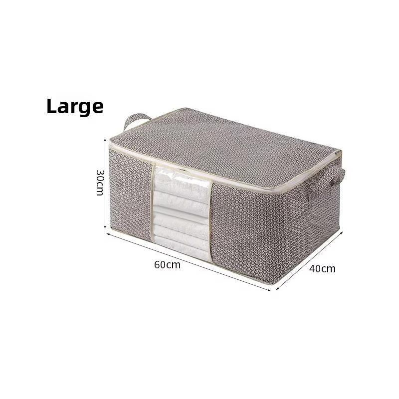 1pc Non-woven Fabric Storage Box Foldable Large Capacity Quilt Storage Bag Transparent Visible Clothing Bag Wardrobe Organizer