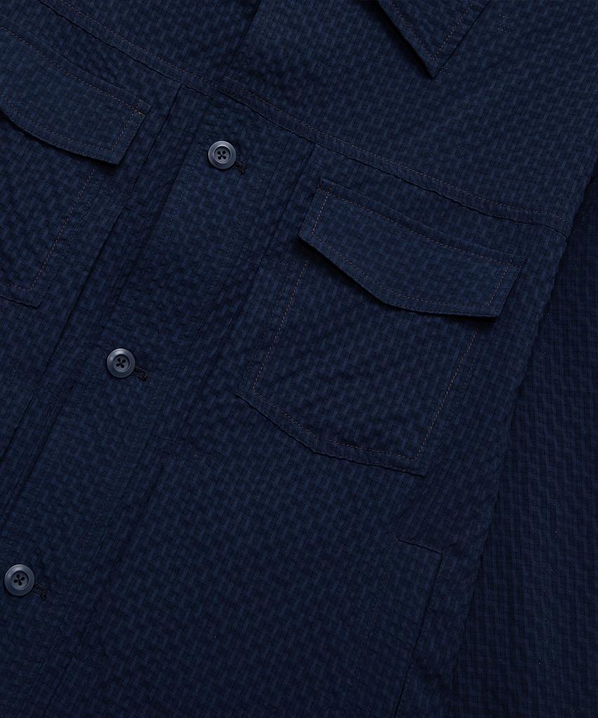 Mindbridge [Couture] Navy Two-Tone Seersker Oversized Trucker Jacket