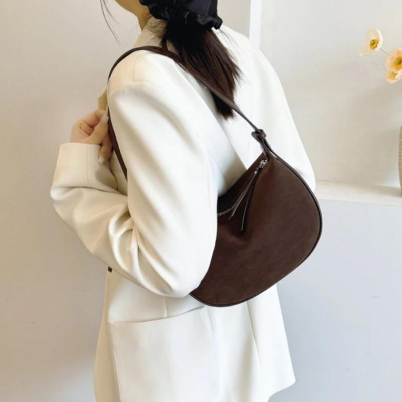 Matte Retro Crossbody Schultertaschen Pendel Knödel Tasche große Kapazität Reißverschluss Jugendtasche hohe Qualität