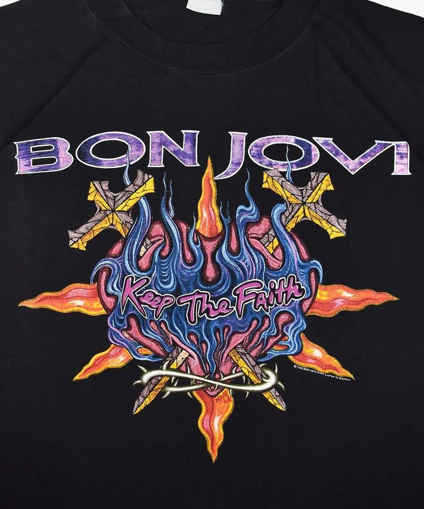 Vintage Bon Joovi 1993 Shirt Black Unisex D176 Unisex T-Shirt L