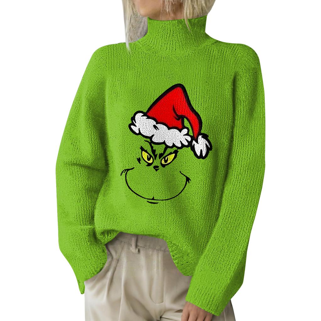 Julegensere for kvinner Strikkegenser Søt skjorte Høst Turtleneck Pullover Topper