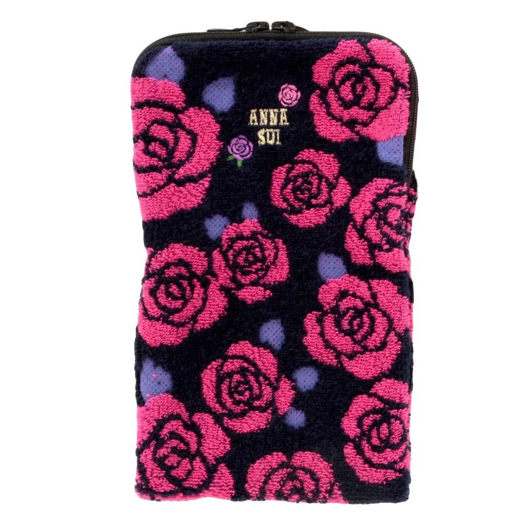 ANNA SUI Zippered Towel and Bottle Case with Rose Embroidery (Pink) Women's 001082-0002-01