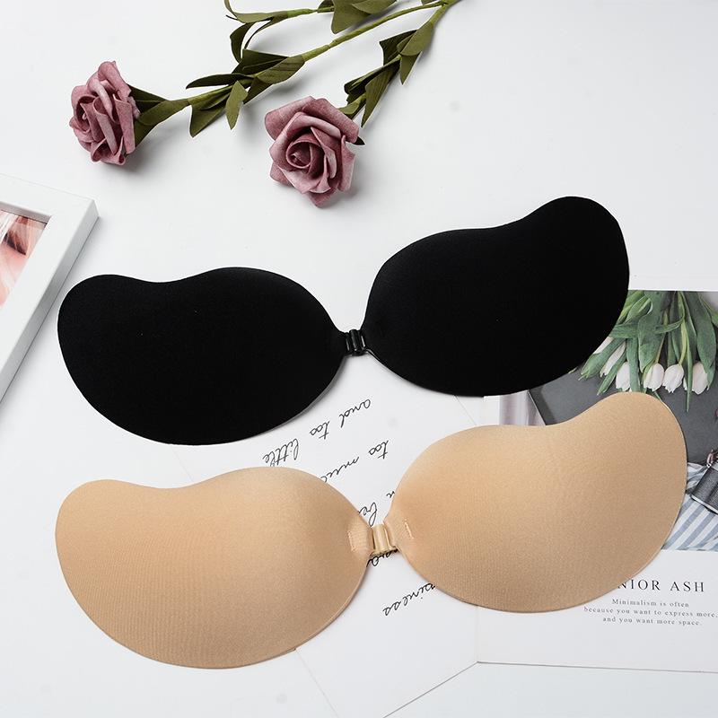 Mango Seamless Silicone Push-Up Strapless Bra with Front Buckle and Nipple Covers