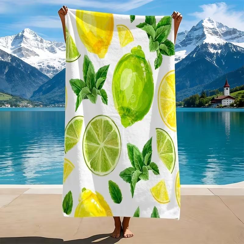 Frische Grapefruit Orange Zitrusblatt Strandtuch Sandfrei Schnelltrocknende Decke Aquarell Tropische Frucht Druck Leichtes Handtuch