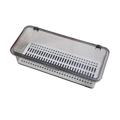 Flatware Tray with Lid Drainer Transparent Dustproof Kitchen Utensil Silverware Cutlery Tray for