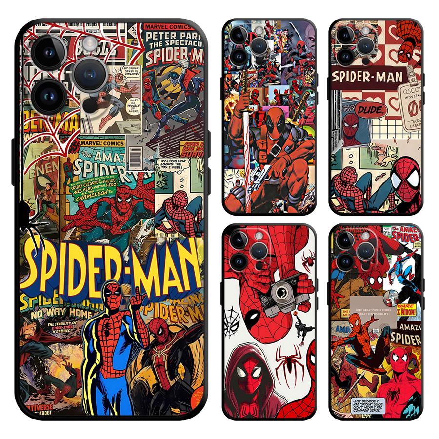 Phone Case for Apple iPhone 14 XR XS MAX 17 Pro Max 13 15 Pro 7 8 12 16 11 Air Funda Phone Cover Marvel Spider Man Venom
