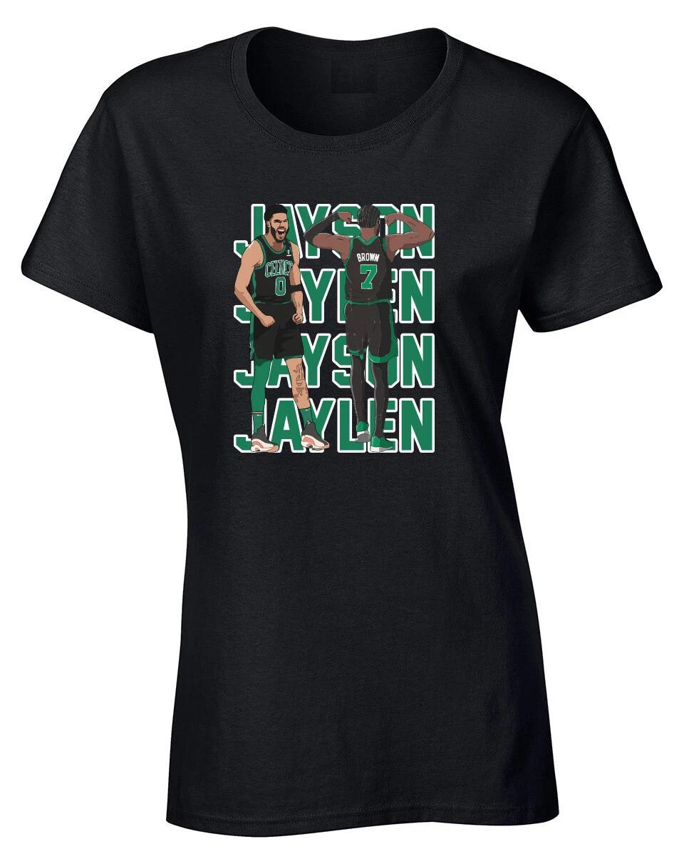 Jayson Tatum Jaylen Brown Celebration Text Pic Women s T-Shirt L