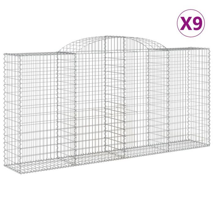 VidaXL Curved Gabion Baskets 9 Pcs 300x50x140/160 Cm Galvanized Iron, Gabion, Gabion Cage, Gabion Wall Basket, Wall 3146744
