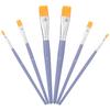 6Pcs Painting Brush Set Nylon Wool Flat Tip Watercolor Acrylic Painting Tools for Arts