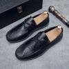 Doudou shoes men's casual black leather shoes one-pedal driving loafers men's shoes 2024 new spring shoes