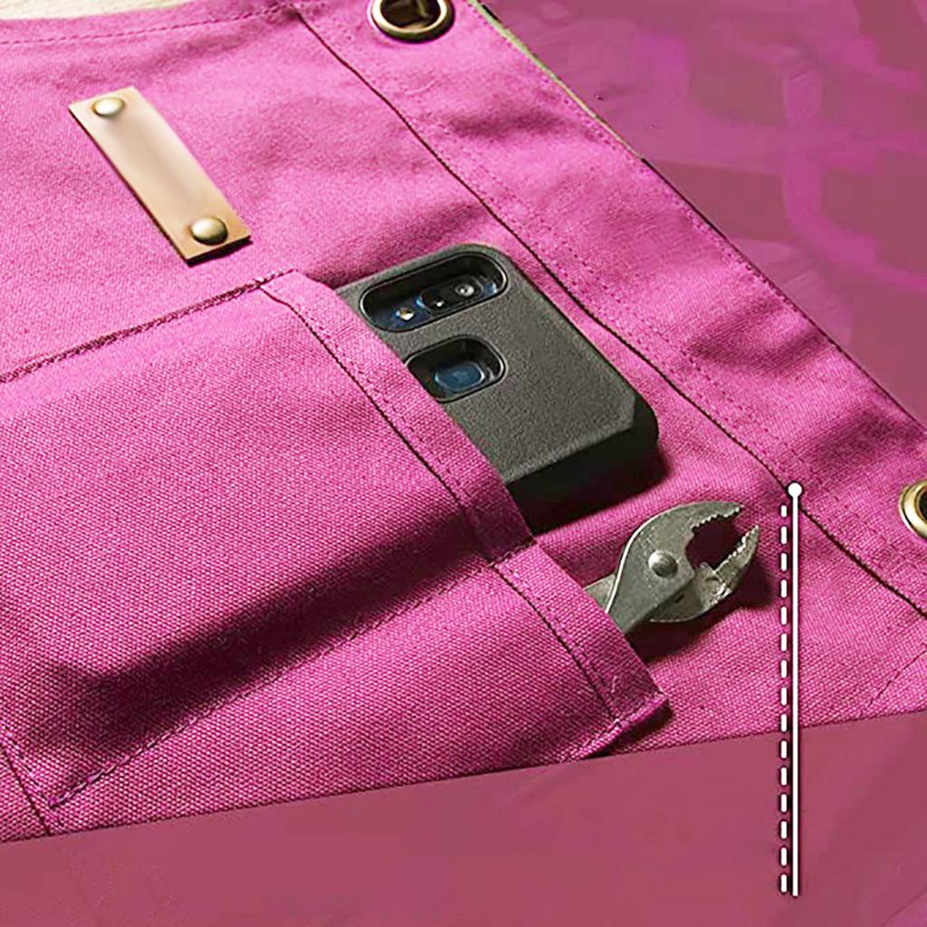 Fartuchy Stenffy z płótna bawełnianego, Wiele kieszeni, Regulowany fartuch z krzyżowym tyłem do odciążania, Fartuchy do BBQ, do kawiarni i szefa kuchni dla mężczyzn