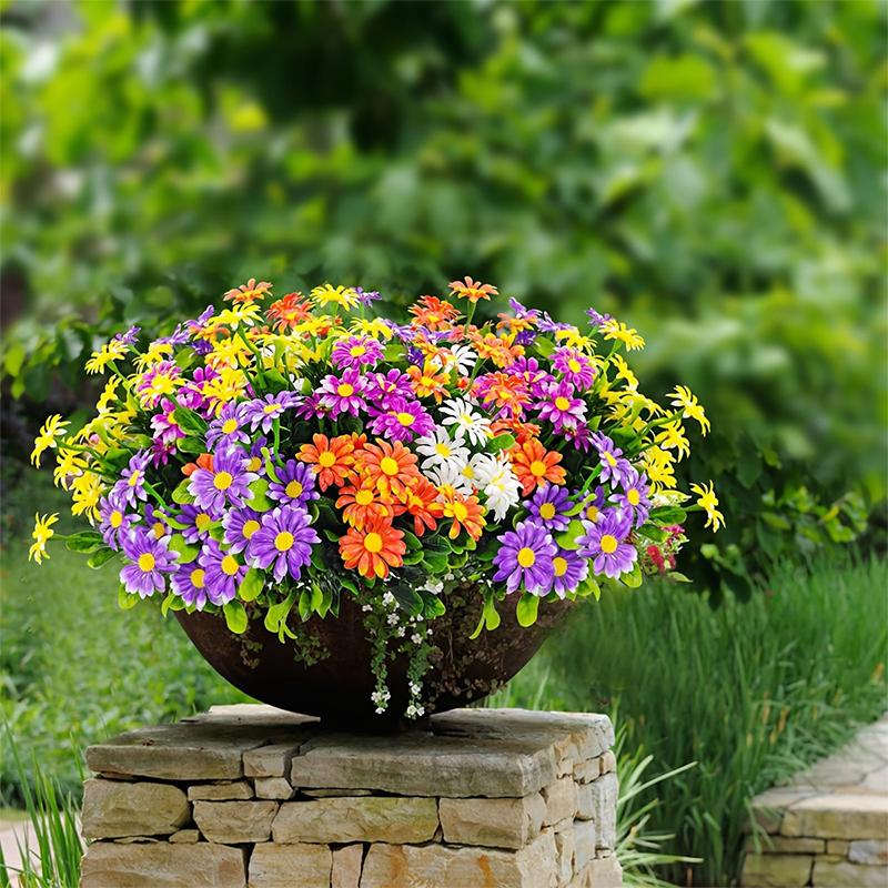 Bukiety Sztucznych Kwiatów Stokrotki 33cm Sztuczne Rośliny do Wystroju Domu Dekoracja Ogrodu Wesela Zewnętrzny Stół Wazon Kompozycja Kwiatowa
