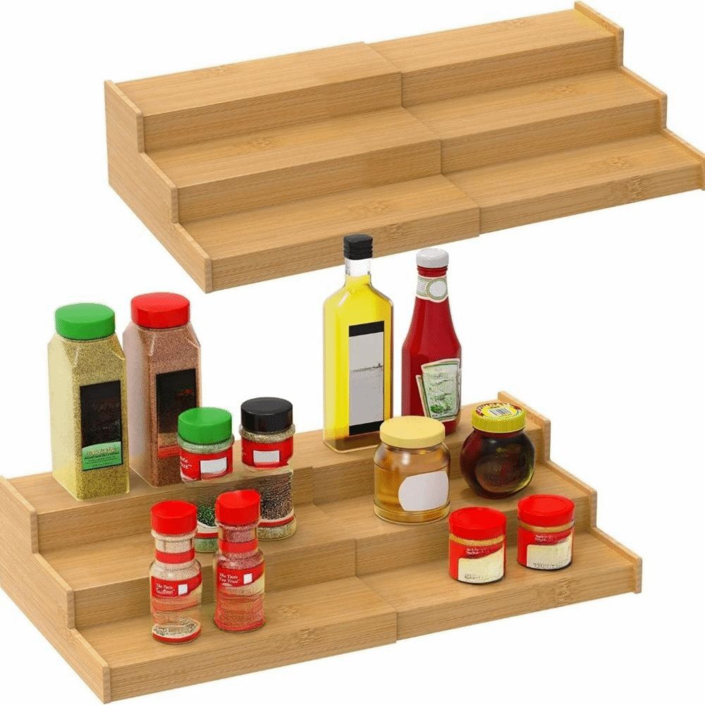 Επεκτεινόμενο Ράφι Οργανωτής Μπαχαρικών Μπαμπού Ράφι Αποθήκευσης Μπαχαρικών Έκθεση Οργανωτής Καρυκευμάτων Πάγκου