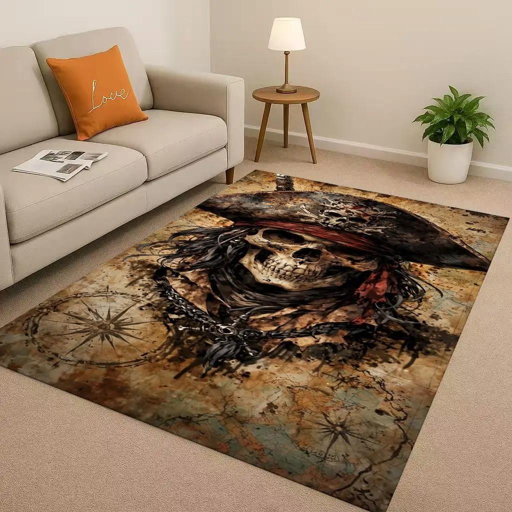 3D Pirates of The Caribbean Jack Johnny Depp Christmas Living Room Non-Slip Area Rug Carpet for Bedroom Sofa,Home Doormat