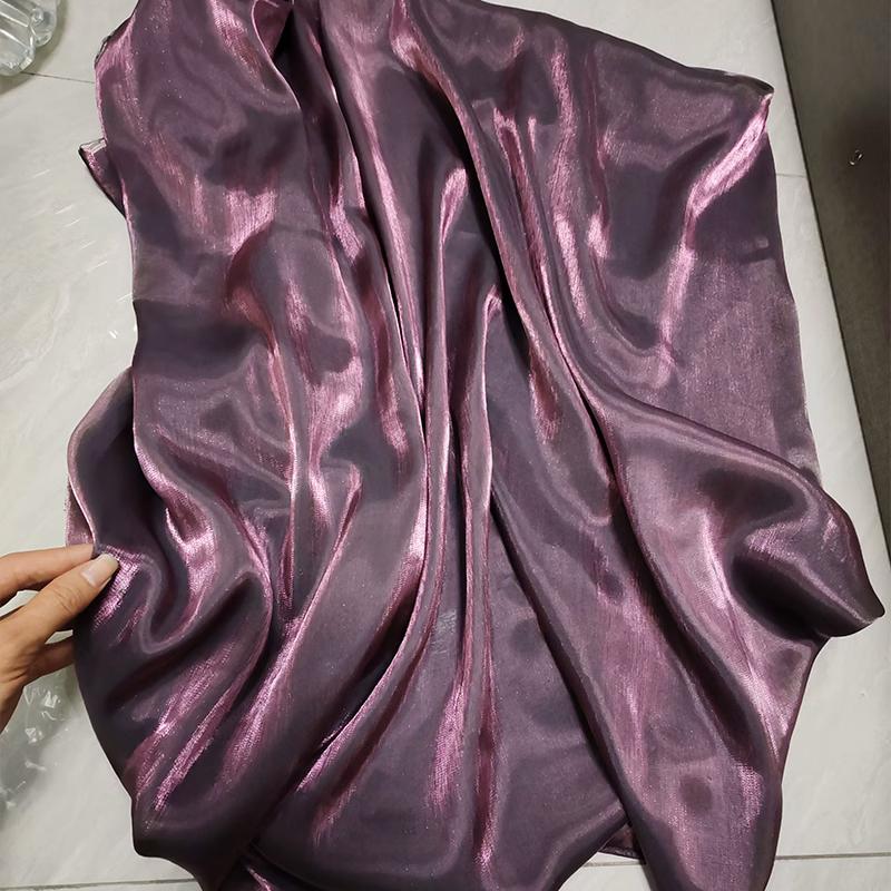 1M Glossy Silk Gradient Fabric Polyester Holographic Gradient Shiny Fabric For Diy Sewing Hanfu Dress Tablecloth Background