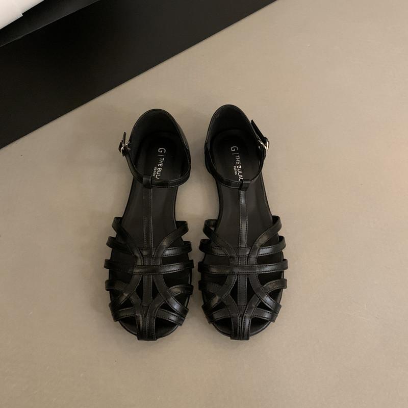 

Fashion Bailamos Summer Brand Women Sandals Soft Flat Heel Dress Slingback Shoes Fashion Narrow Band Ladies Close Toe Sandal Shoes Mujer 39 чёрный