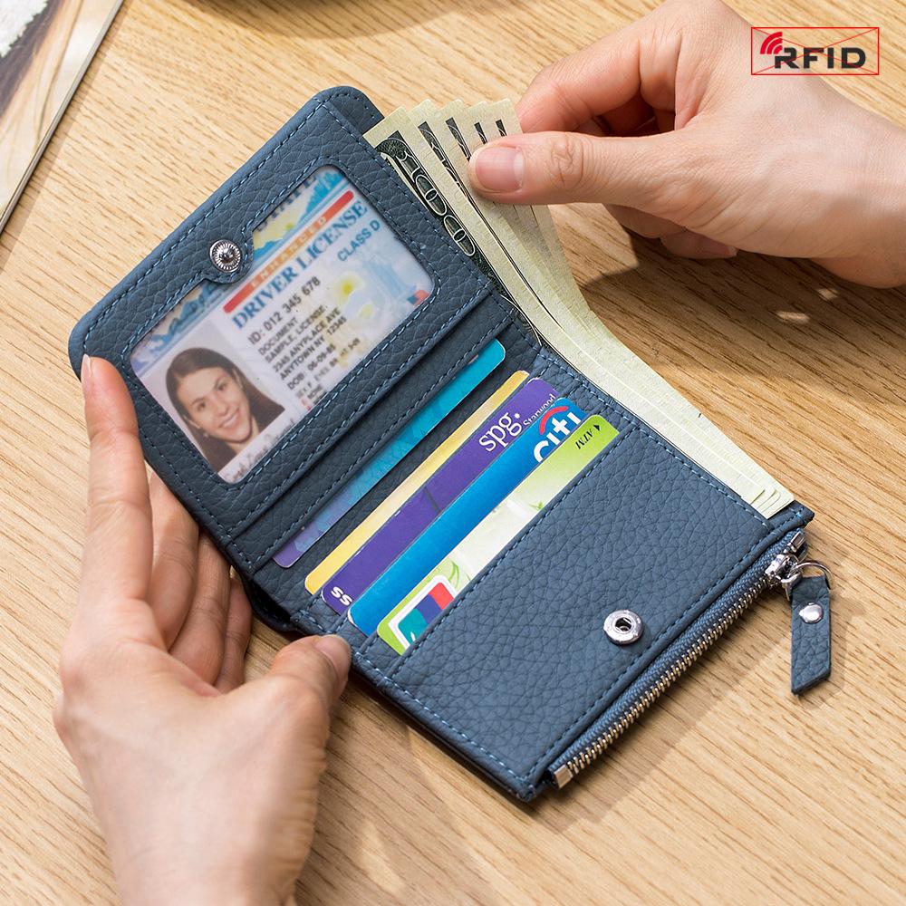 Japanese Style Genuine Leather Slim RFID Wallet for Women - Compact Zippered Coin Purse & Card Holder with Large Capacity (New Design)