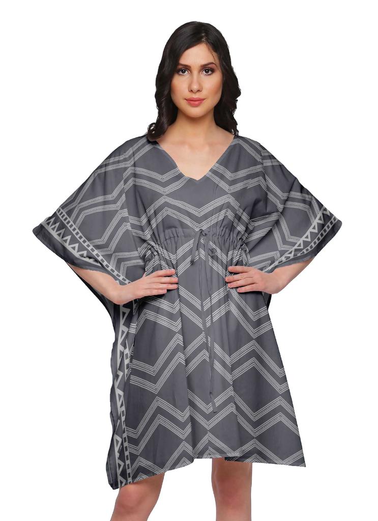 Moomaya Printed Women Kaftan Cover Up Beachwear Short Caftan Cover Up Dress