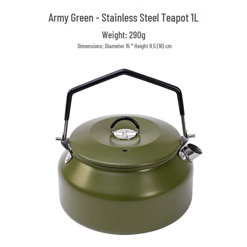 ZISIZ Outdoor 1L Stainless Steel Camping Kettle