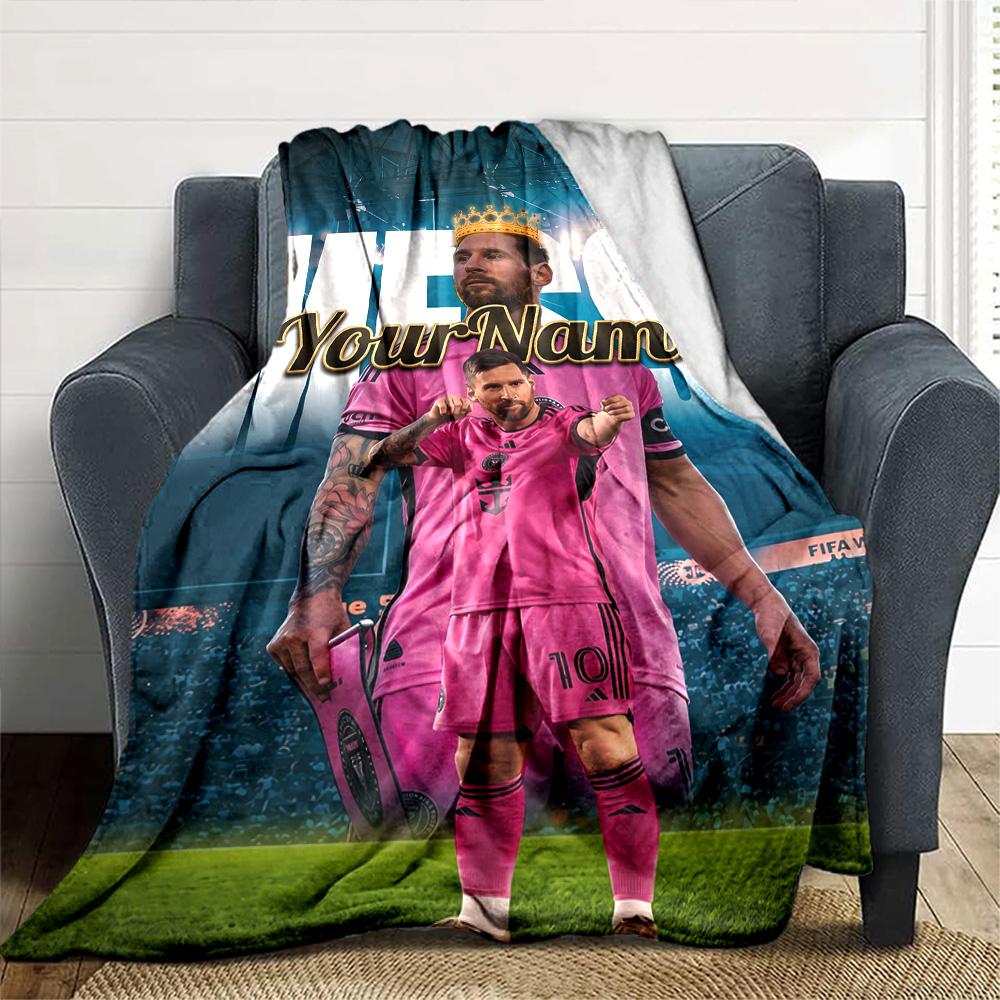 Messi Customize Your Name Blanket Cozy Customizable Blanket Ultra-Soft Great for Livingroom Chair Couch Picnics Ideal for All Seasons