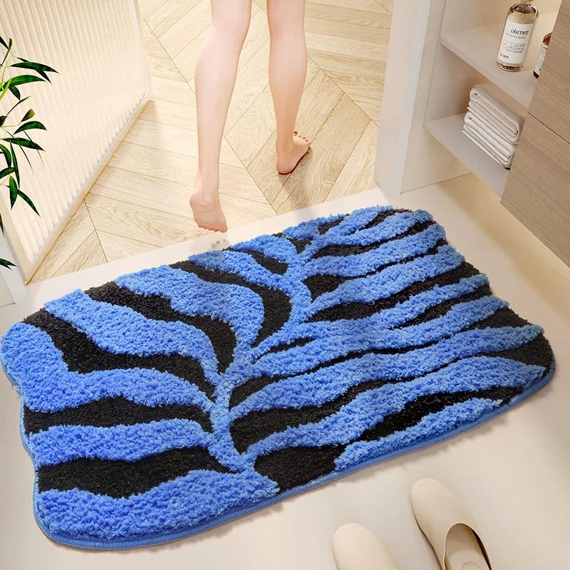 Colorful Tufted Bath Mat - Plush Microfiber, Fast Drying & High Absorbency, Non-Slip TPR Backing, Thick Bathroom Rug for Home