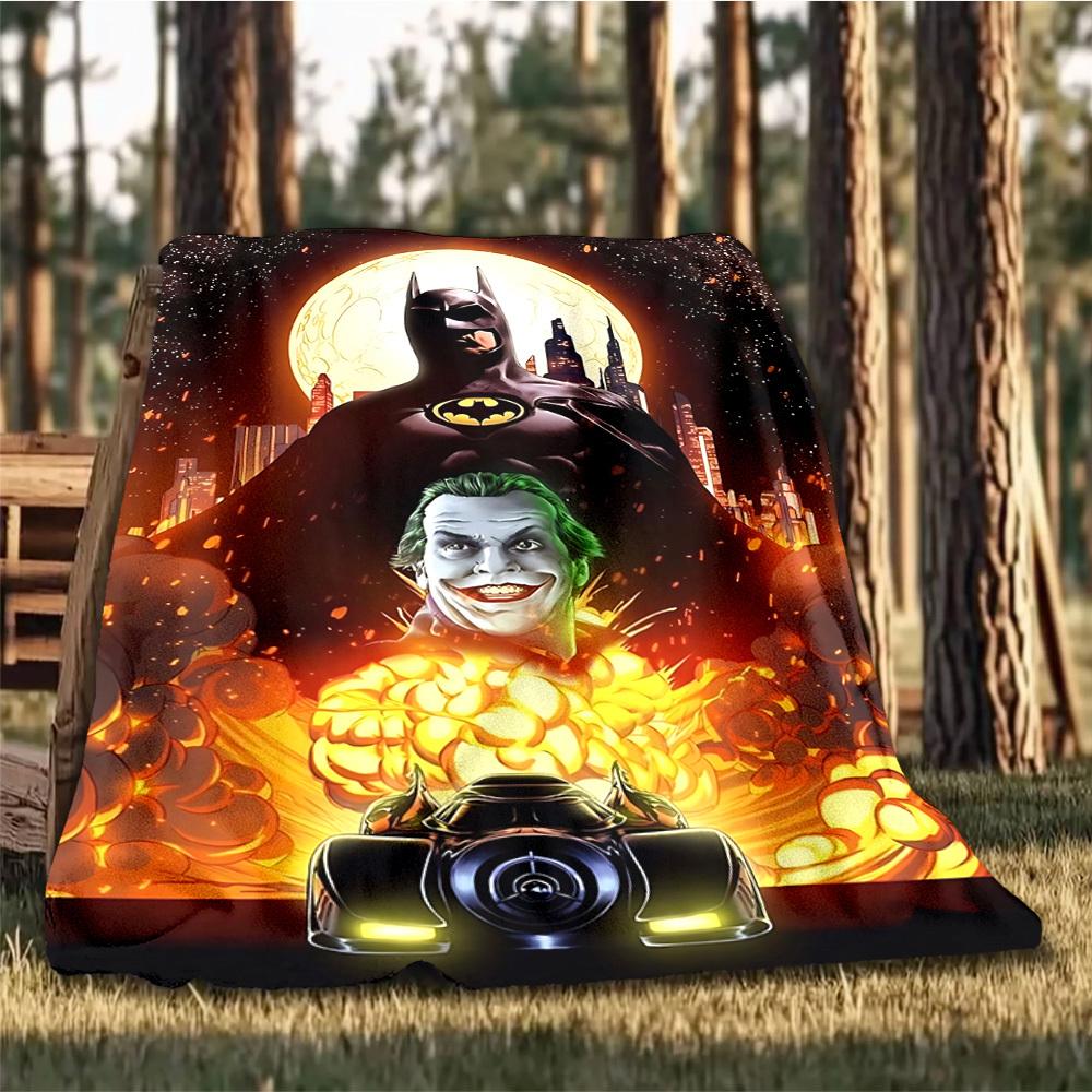 1pc Batman, Joker Outdoor Flannel Throw Blanket Soft, Lightweight & Warm for Sofa, Office