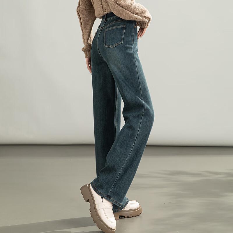 VanZhen Women's Fleece-Lined High-Waist Wide-Leg Jeans (2024 Winter)