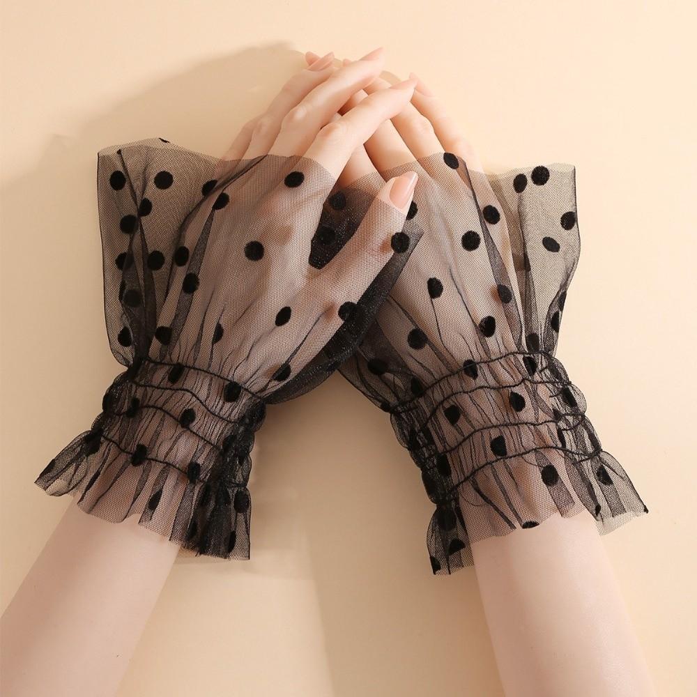 Pleated Tulle Flare Sleeve Elastic False Sleeve Elegant Detachable Wristband  Nail Art Display