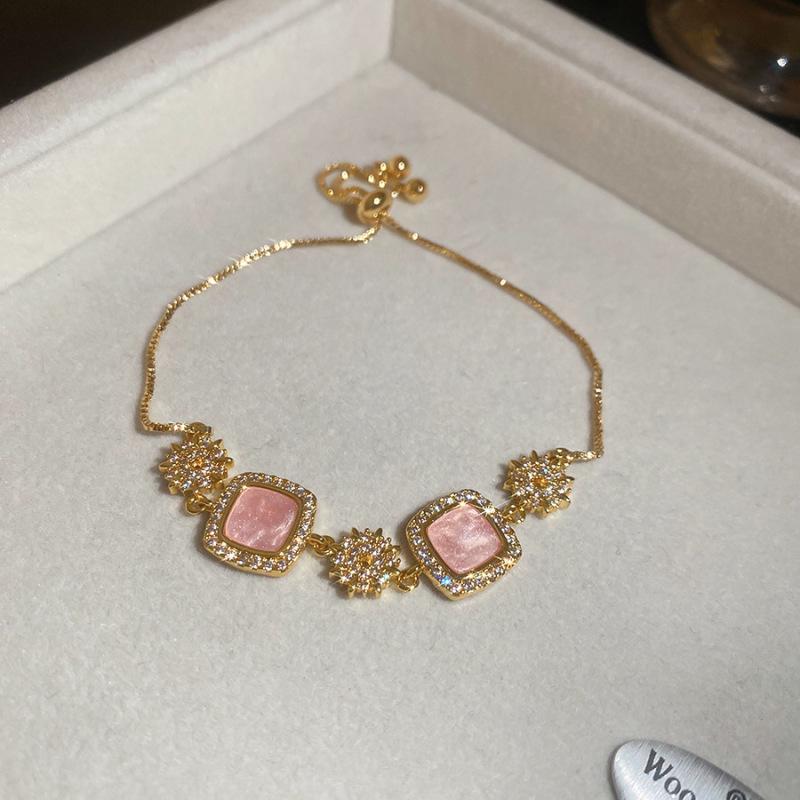 Französisches Zirkonia-Zuckerwürfel-Armband - Elegantes Light-Luxury-Armband für frische, einfache Mode