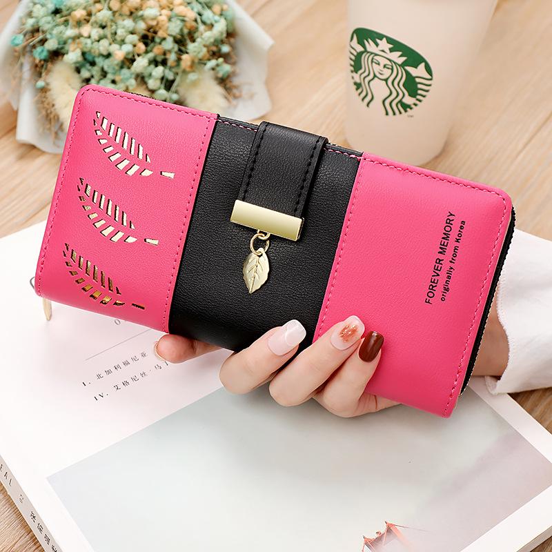 Women Wallets Long Wallet with Hollow-Out Leaf Design - Clutch Purse, Coin Pouch & Card Holder