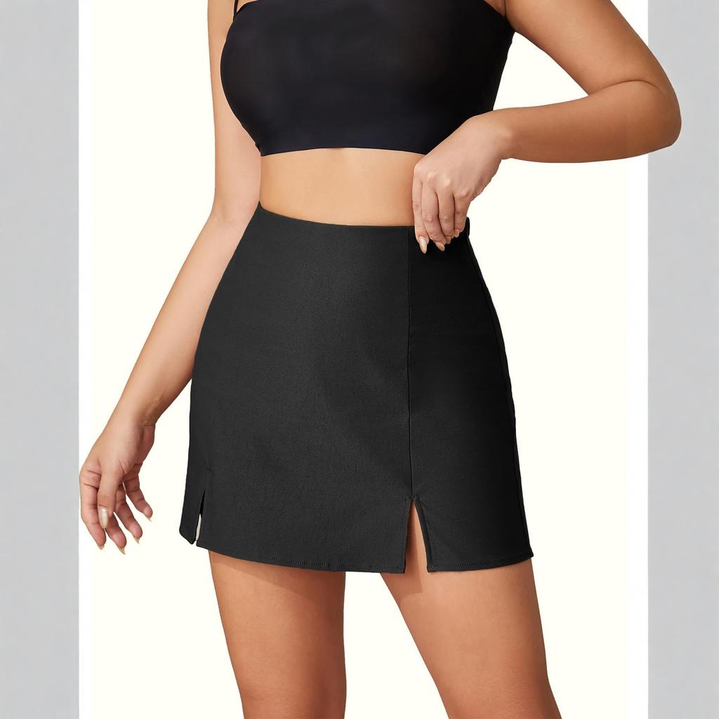 Eleganckie, dopasowane, damskie szorty z wysokim stanem i rozcięciami po bokach