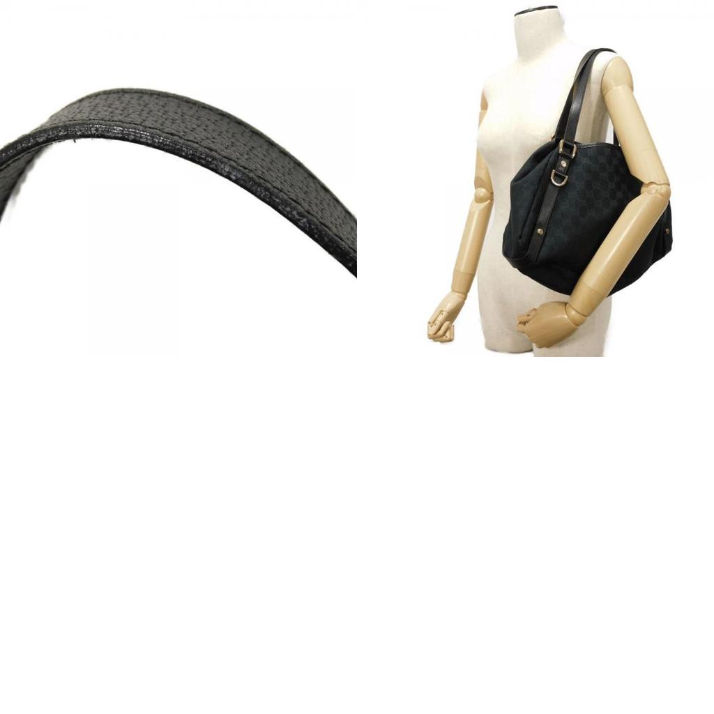 Used Abbey Tote 9539 130736 7924 Logo Double G Calfskin Shoulder Bag in GG Canvas Black Women's from Japan AUTHENTIC