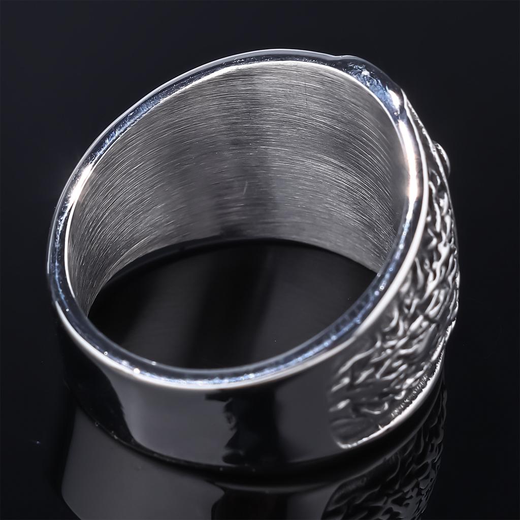 Retro Domineering Three-dimensional Bear Head Stainless Steel Ring Old Craftsmanship Men's Personality Trend Ring Decoration