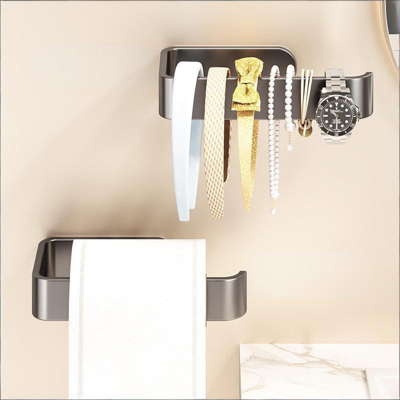 Self-Adhesive Towel Rack Wall Mounted Bathroom Items Bathroom Towels Holder Hanger Without Punching Toilet Paper Holder