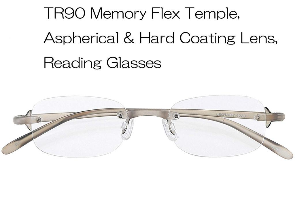Library Compact Ultra-Lightweight TR90 Frame Two-Point Reading Glasses for Men, +1.50 (Case Included) 4230-15