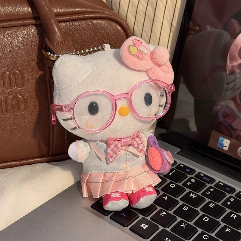 Sanrio Ins Style Girlish Heart Hello Kitty Plush Toy Cute Bag Pendant Bedroom Sofa Decoration Keychain Ornament Gift