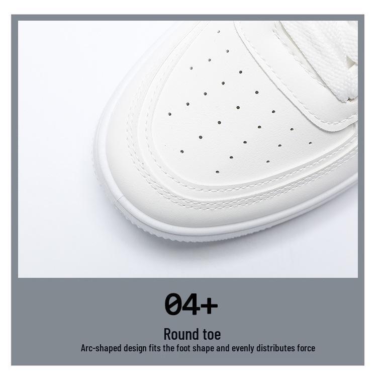 Men's Spring White Breathable Sneakers: Trendy Korean Style, Thick Sole Sports & Casual Footwear for Students.