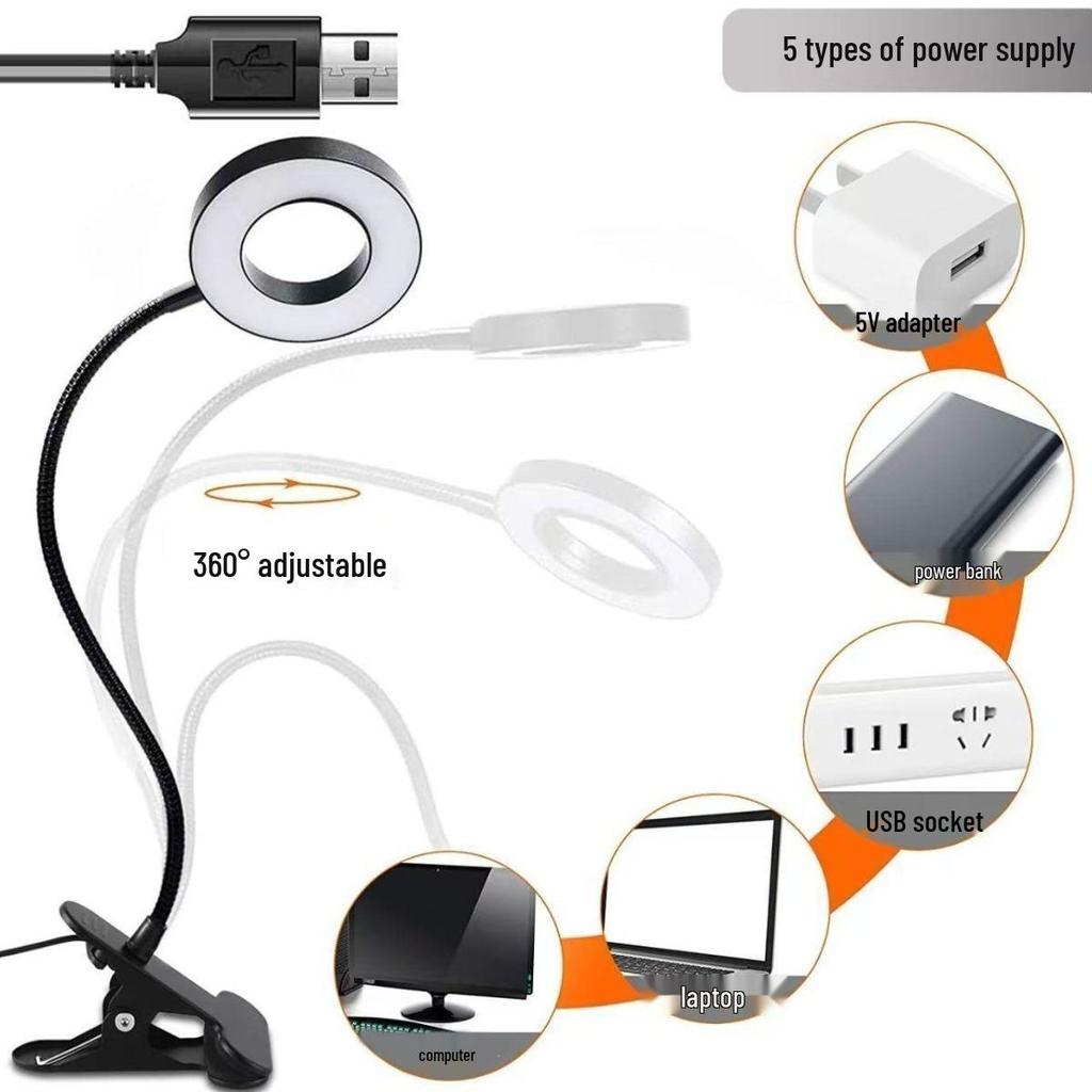 LED Eye-Protection Clip-On Desk and Bedside Lamp for Students