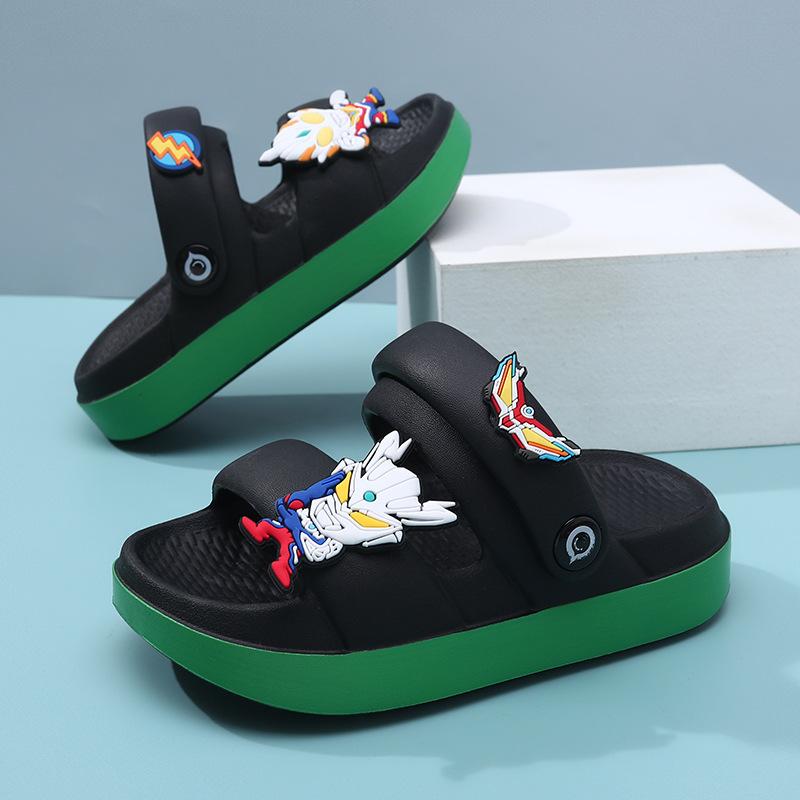 

Soft Bottom Stylish Kids Beach Shoes In Black Green Beige For Boys And Girls Perfect For Summer Wear 24/25 чёрный