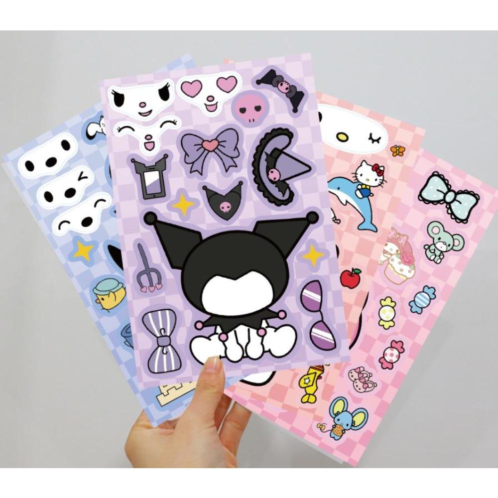 Sanrio Dress Up Sticker, Children'S Cute Cartoon Character Toy Puzzle Diy Decoration Waterproof Sticker Gift