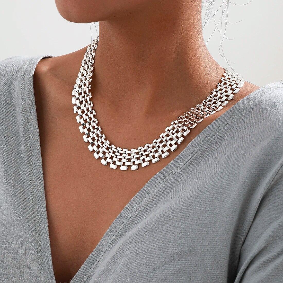 

Преувеличенное кубинское массивное толстое цепное ожерелье для женщин Высококачественный большой чокер из железа и металла Звенья Гранж-украшения Стимпанк Мужское Новое