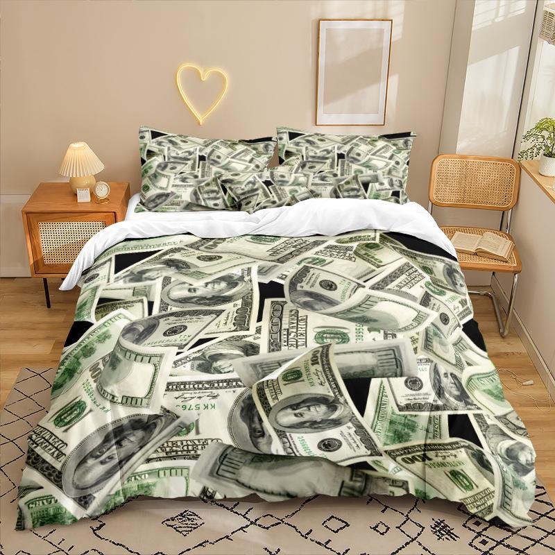 

Дизайн купюры доллара США Серия 3D Цифровая печать Набор из трех предметов, Комплект постельного белья, Простыня Пододеяльник 180 * 210 two-piece set