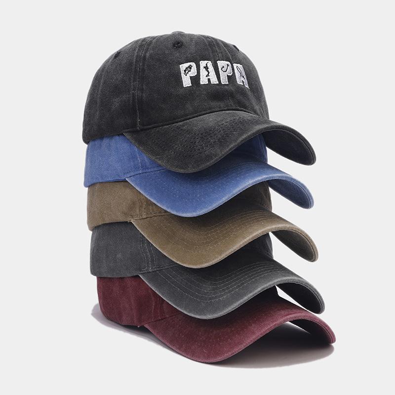 Spring New Product PAPA Embroidery Washed Old Baseball Cap Outdoor Sunshade Sun Protection Cap Casual Cap Tide